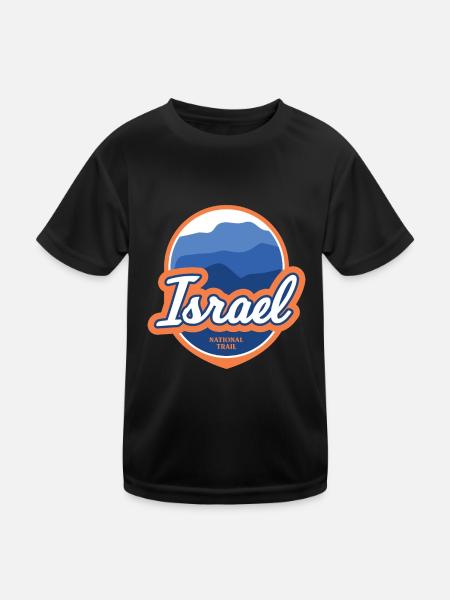 Israel National Trail - Kinder Funktions-T-Shirt - Schwarz - Vorne