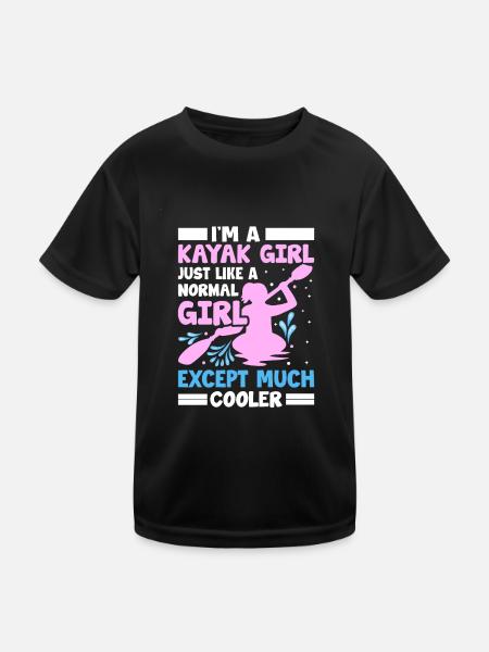 Funny Kayaking Girl Retro Kayaker - Kids Functional T-Shirt - black - Front