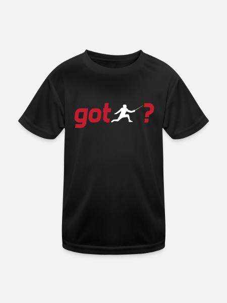 Fechtfertigkeit - Kinder Funktions-T-Shirt - Schwarz - Vorne