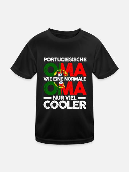 Portugiesin Portugiesische Oma Portugal - Kinder Funktions-T-Shirt - Schwarz - Vorne