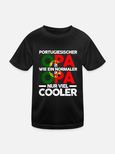 Portugiesischer Opa Portugiese Portugal - Kinder Funktions-T-Shirt - Schwarz - Vorne