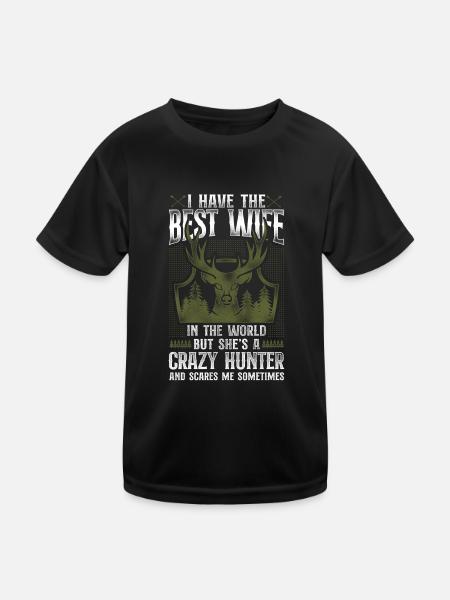 Buck Deer Hunting Hunter Femme - T-shirt sport Enfant - noir - Devant