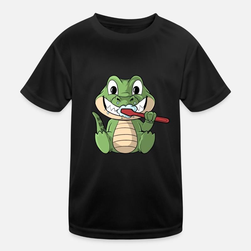 Brushing Crocodile Teeth Brushing Kids Functional T-Shirt
