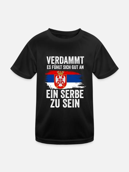 Serbien Serbe Serbisches - Kinder Funktions-T-Shirt - Schwarz - Vorne