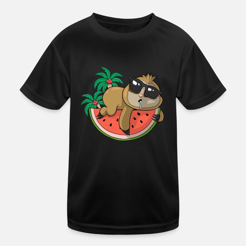 Faultier chillt auf Melone Sommer Kinder Funktions-T-Shirt
