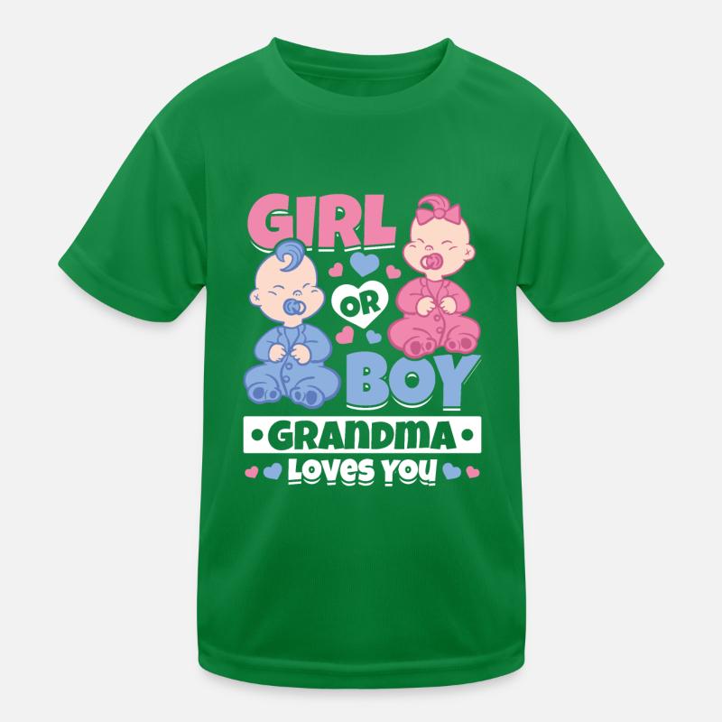 Mädchen oder Junge Oma liebt dich - Geschlecht des Kinder Funktions-T-Shirt