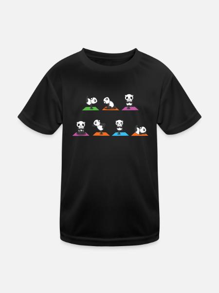 Zen Namaste Animal Meditation Kawaii Panda Yoga - Kinder Funktions-T-Shirt - Schwarz - Vorne
