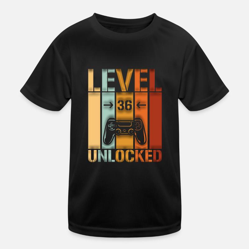 36th Birthday Level 36 unlocked - Kids Functional T-Shirt - black