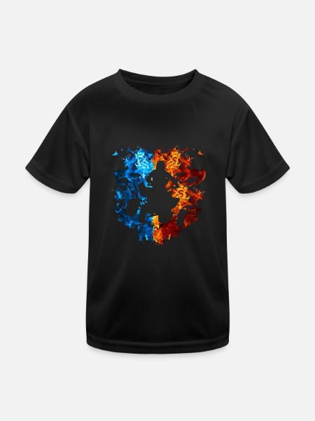 Quad Bike Red Blue Fire Quad Bike Rider - Kids Functional T-Shirt - black - Front