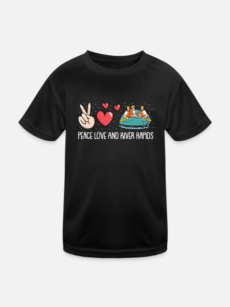 Rafting White Water Canoe Kayak - Kids Functional T-Shirt - black - Front