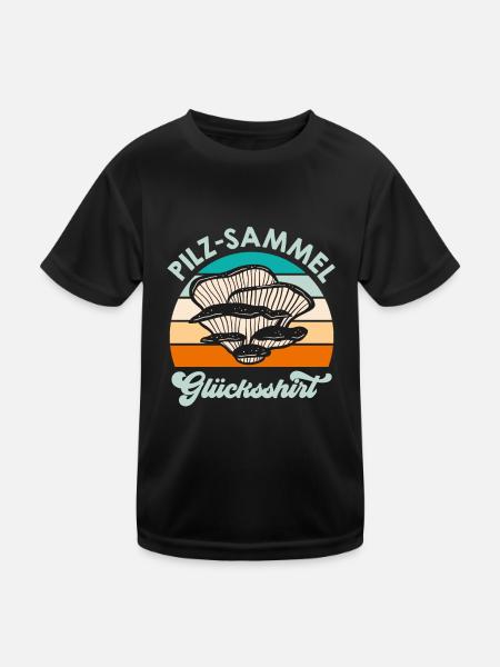 Mushroom Collection Lucky Shirt Mushroom Picker - Kids Functional T-Shirt - black - Front