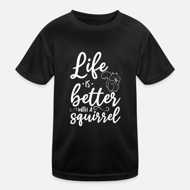 Eichhörnchenliebhaber Niedliches Eichhörnchen Das - Kinder Funktions-T-Shirt - Schwarz