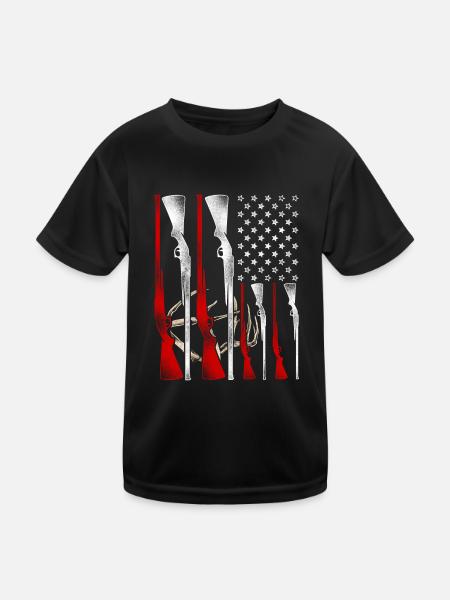 Buck Deer Hunting Hunter Usa - Kinder Funktions-T-Shirt - Schwarz - Vorne