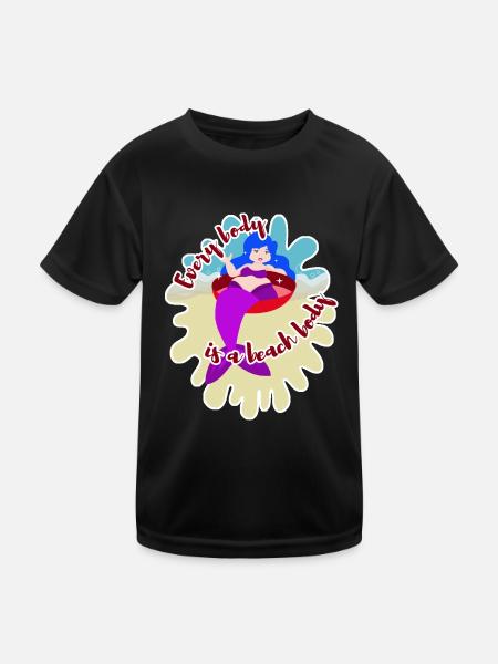Every Body Is A Beach Body mermaid body positivity - Kids Functional T-Shirt - black - Front