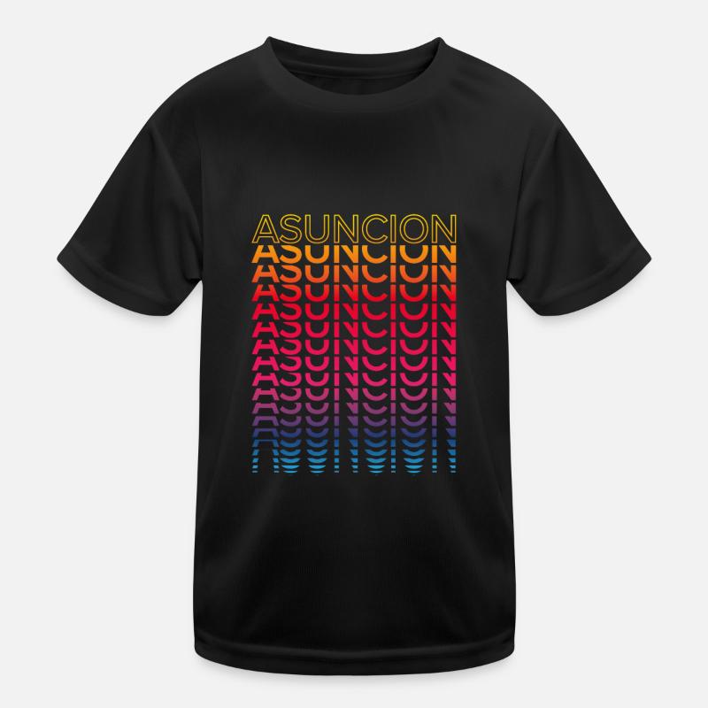 Retro Nostalgisch Stadt - Regenbogen Asuncion Kinder Funktions-T-Shirt