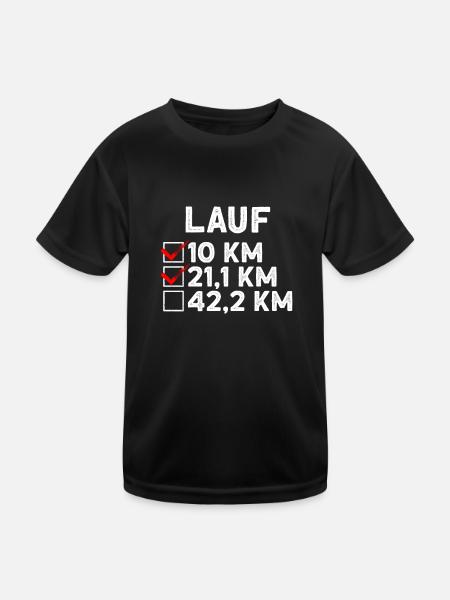 Lauf 21,1 km - Halbmarathon Läufer Joggen - Kinder Funktions-T-Shirt - Schwarz - Vorne