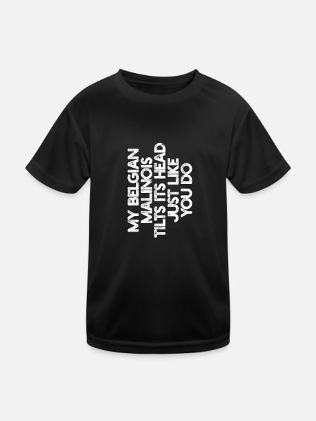 Mon malinois belge incline la tête comme vous - T-shirt sport Enfant - noir - Devant