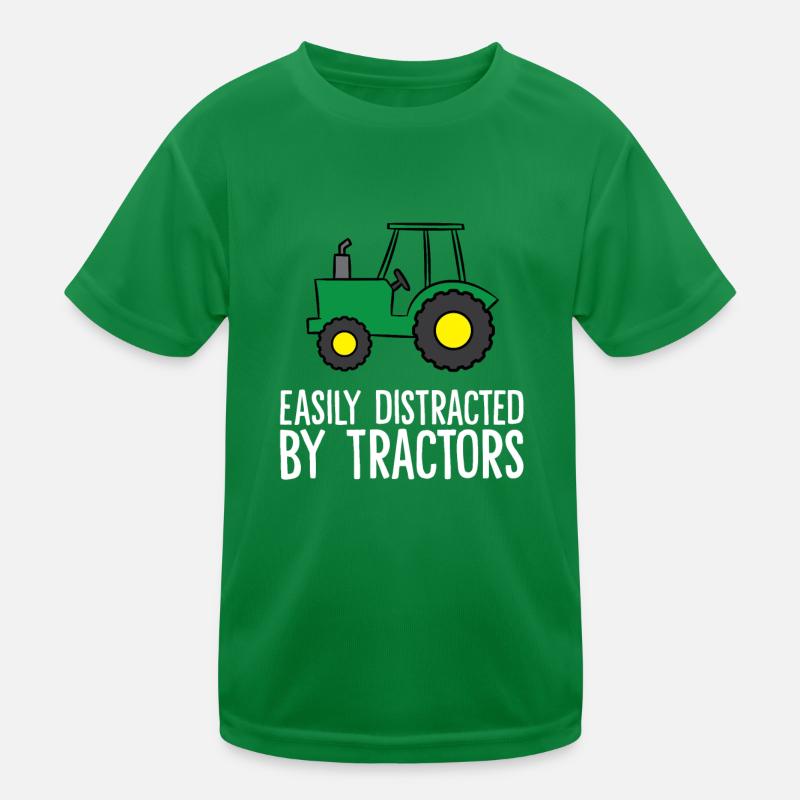 Easily Distracted By Tractors Kinder Funktions-T-Shirt