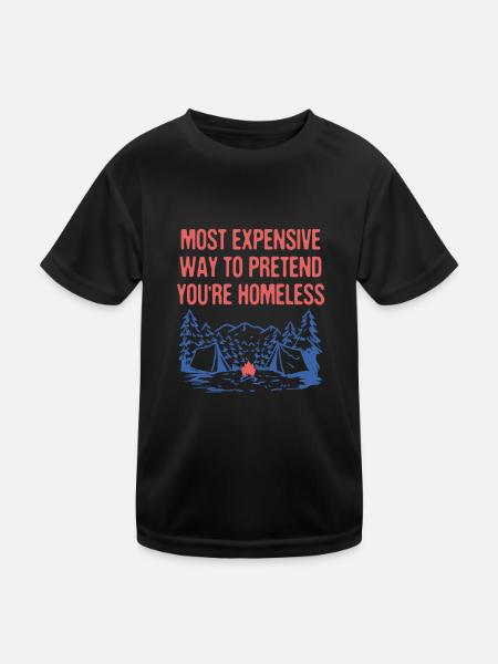 Pretend You're Homeless Camping Funny Camper - Kids Functional T-Shirt - black - Front