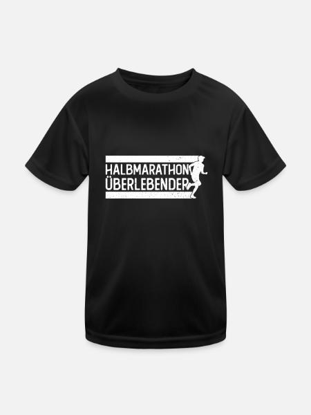 Halbmarathon Überlebender - Halbmarathon Läufer - Kinder Funktions-T-Shirt - Schwarz - Vorne