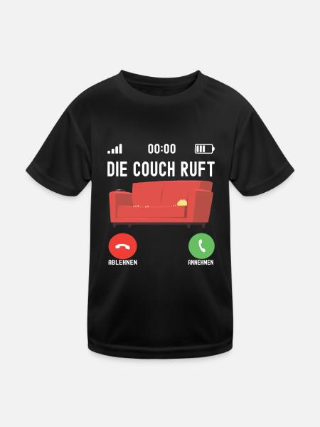 Faulheit Faulenzer Langschäfer Couch - Kinder Funktions-T-Shirt - Schwarz - Vorne
