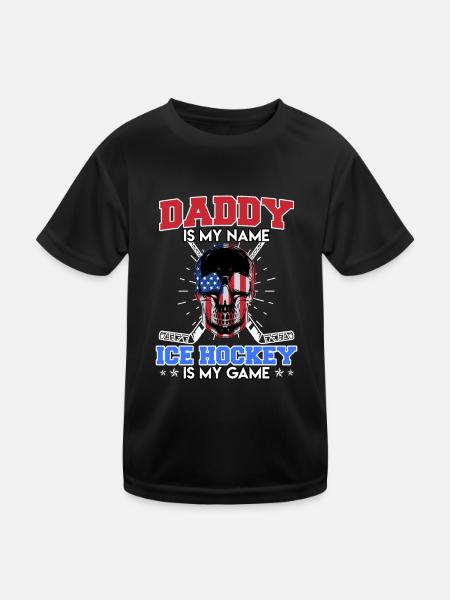 Papa est mon nom Hockey sur glace Mon jeu - T-shirt sport Enfant - noir - Devant