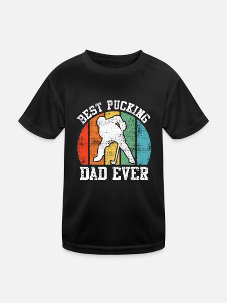 Best Pucking Dad Ever Hockey Dad - Kinder Funktions-T-Shirt - Schwarz - Vorne