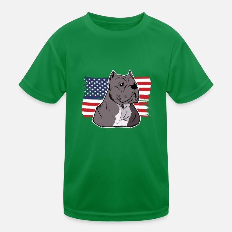 Pitbull terrier américain avec drapeau américain usa - T-shirt sport Enfant