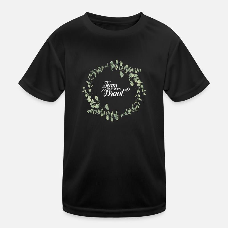 Team Braut I Blumenkranz Hochzeit Boho Stil Kinder Funktions-T-Shirt