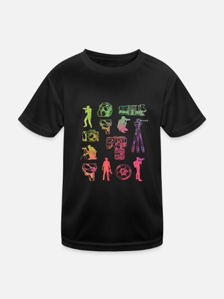 Photography Lover Equipment - Kids Functional T-Shirt - black - Front