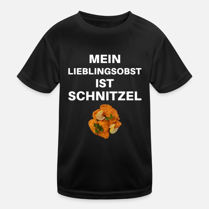 Mein Lieblingsobst ist der Schnitzel - Kinder Funktions-T-Shirt - Schwarz
