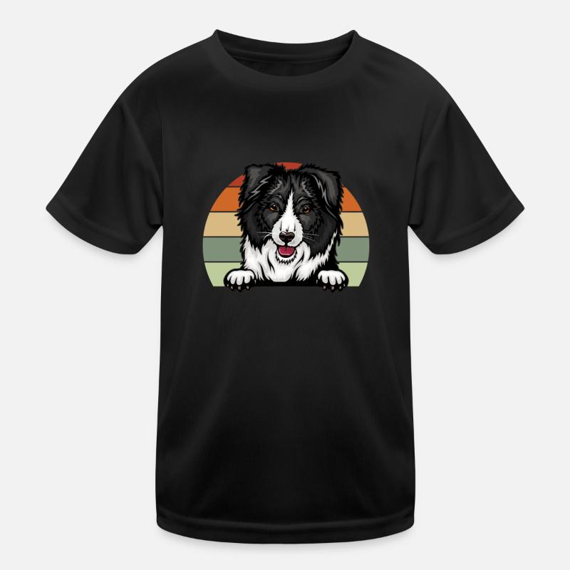 Border collie avec fond de couleur rétro - T-shirt sport Enfant