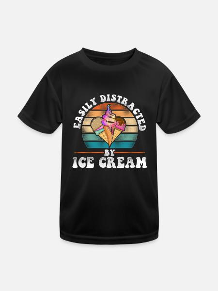 Ice Cream Retro Vintage Cone - Kids Functional T-Shirt - black - Front