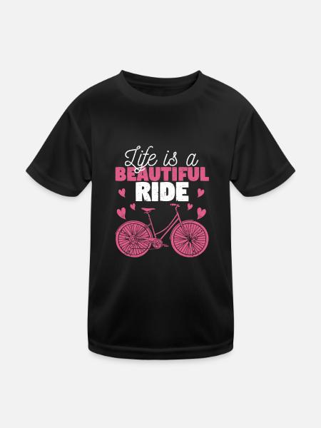 Lustig Radfahren Fahrradfahren Biker Leben ist ein - Kinder Funktions-T-Shirt - Schwarz - Vorne