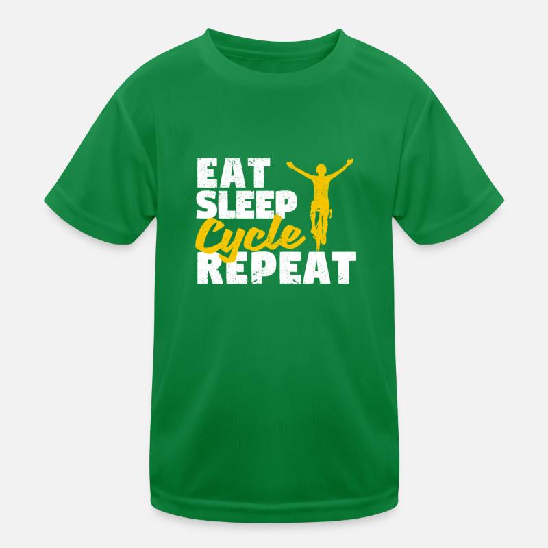Manger Le cycle du sommeil Répéter Drôle vélo Cycliste Vélo T-shirt sport Enfant