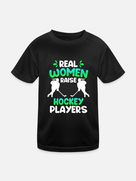 Echte Frauen erziehen Hockey Spieler - Kinder Funktions-T-Shirt - Schwarz - Vorne