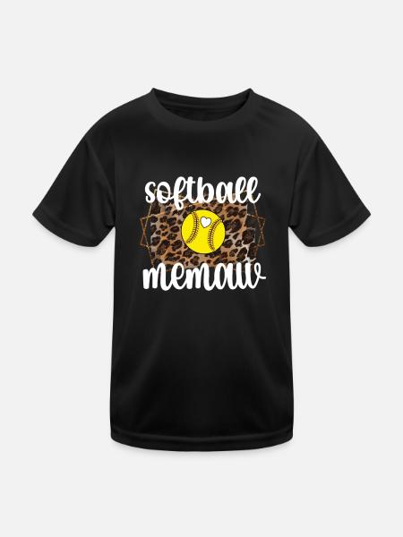 Memaw Grandma By Softball Player Softball Memaw - Kids Functional T-Shirt - black - Front