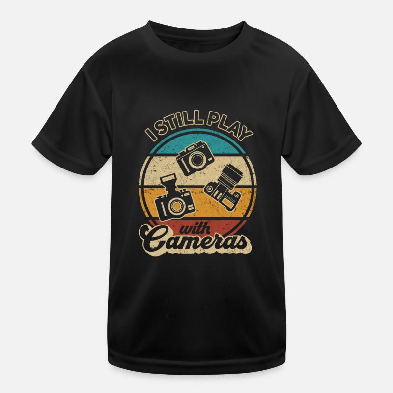 Photographer still plays with cameras Photography Kids Functional T-Shirt