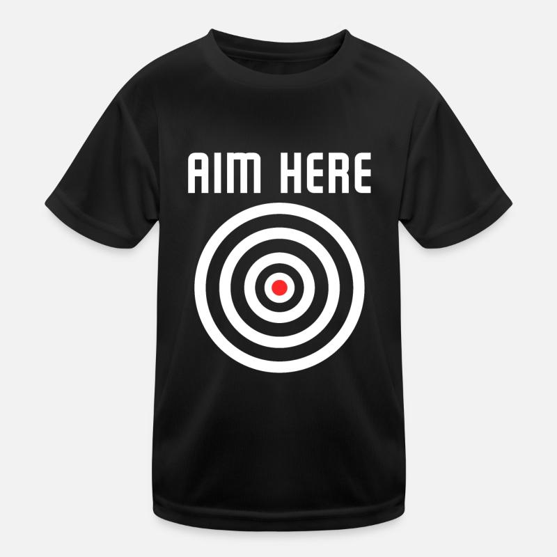 Bullseye Target Aim Here Darts Players Shooting Kinder Funktions-T-Shirt