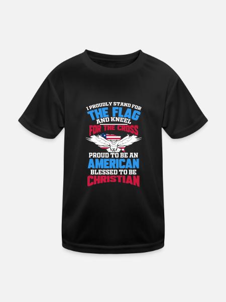 Stand for the Flag Kneel for the Cross American - Kinder Funktions-T-Shirt - Schwarz - Vorne