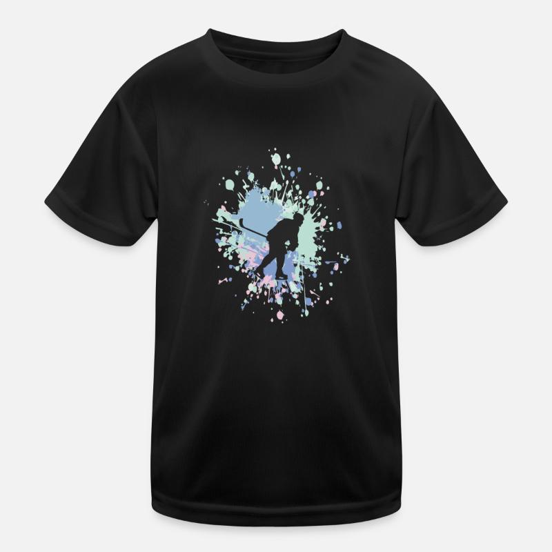 Ice Hokey Player Color Splash Kids Functional T-Shirt