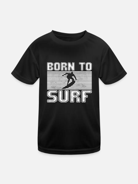 Surfen - Kinder Funktions-T-Shirt - Schwarz - Vorne