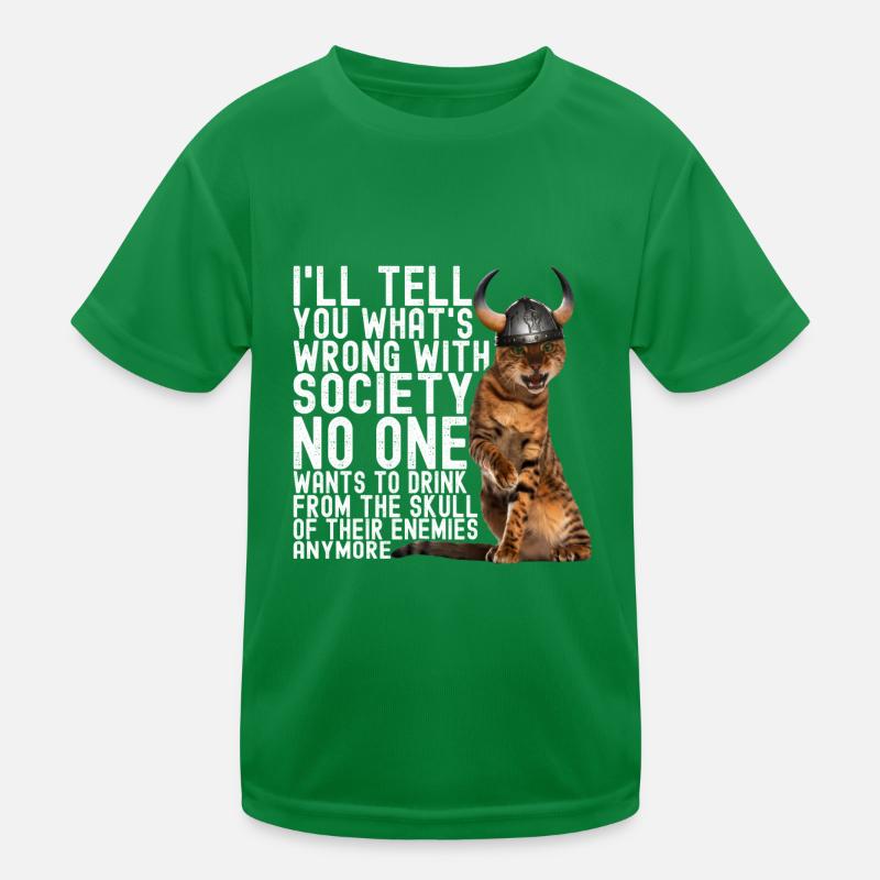 Wikinger Katze Kinder Funktions-T-Shirt