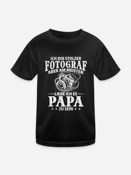 Fotograf Papa Fotografen Fotografie Ich bin - Kinder Funktions-T-Shirt - Schwarz - Vorne