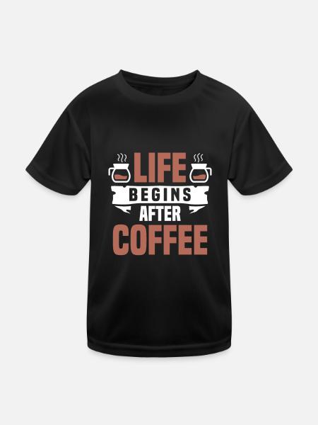 Coffee Espresso Morning Coffee Drinker Americano - Kids Functional T-Shirt - black - Front