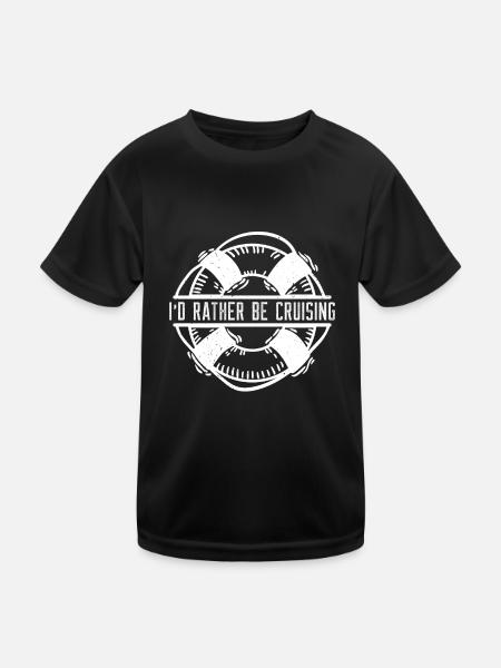 I'd Rather Be Cruising Kreuzfahrt - Kinder Funktions-T-Shirt - Schwarz - Vorne
