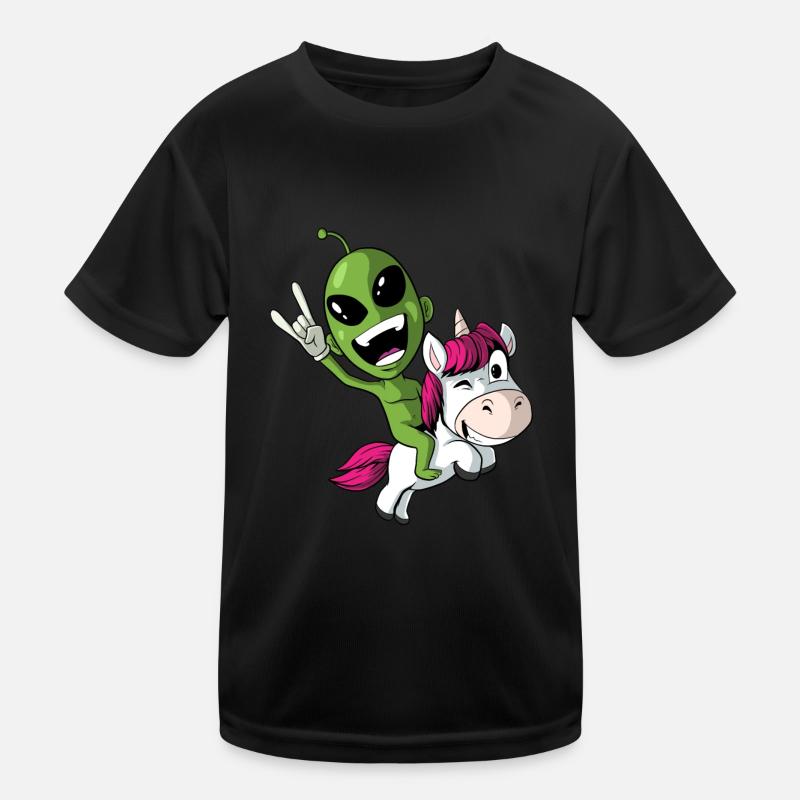 Alien rides unicorn Kids Functional T-Shirt