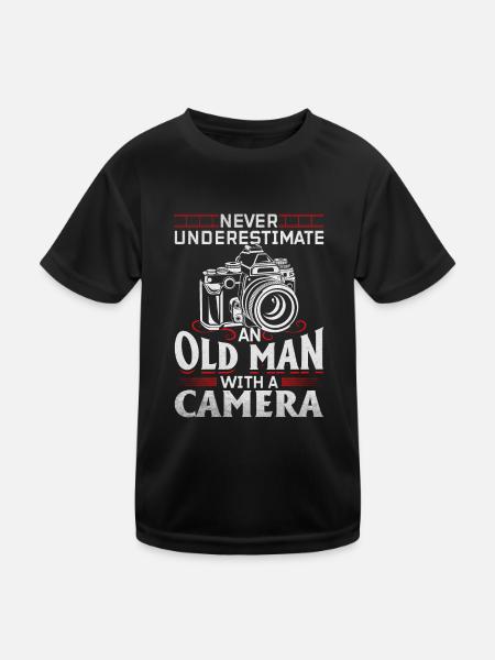 Ne sous-estimez jamais un vieil homme avec un - T-shirt sport Enfant - noir - Devant