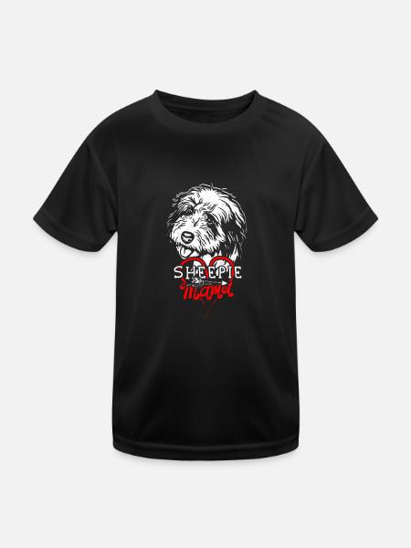 Sheepie Mama - chien de berger anglais - T-shirt sport Enfant - noir - Devant