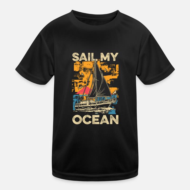 Seglen Segelboot Segler - Kinder Funktions-T-Shirt - Schwarz